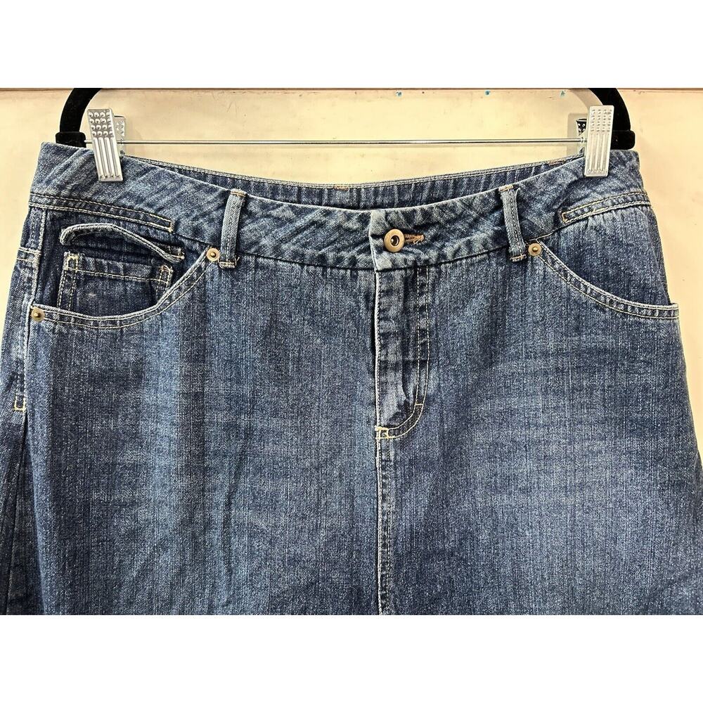 French Cuff Denim‎ Skirt Womens 12 Maxi Faded Western Boho Rockabilly - Picture 2 of 11